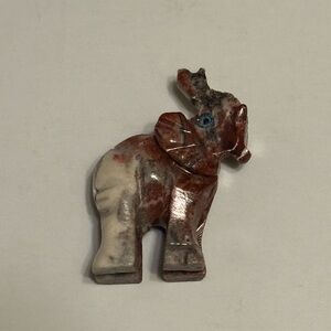 Red Jasper and Quartz Elephant Figurine